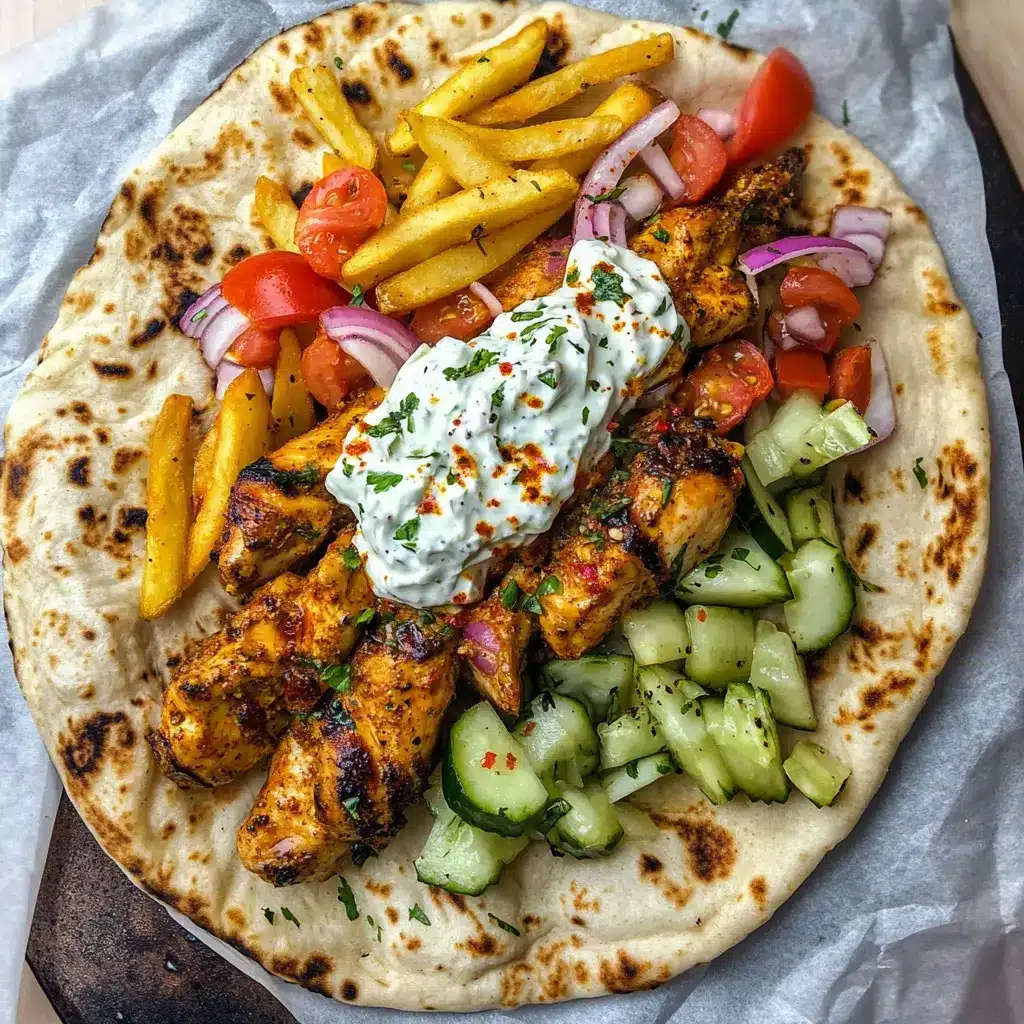 gyros de pui la air fryer cu legume crocante și sos tzatziki