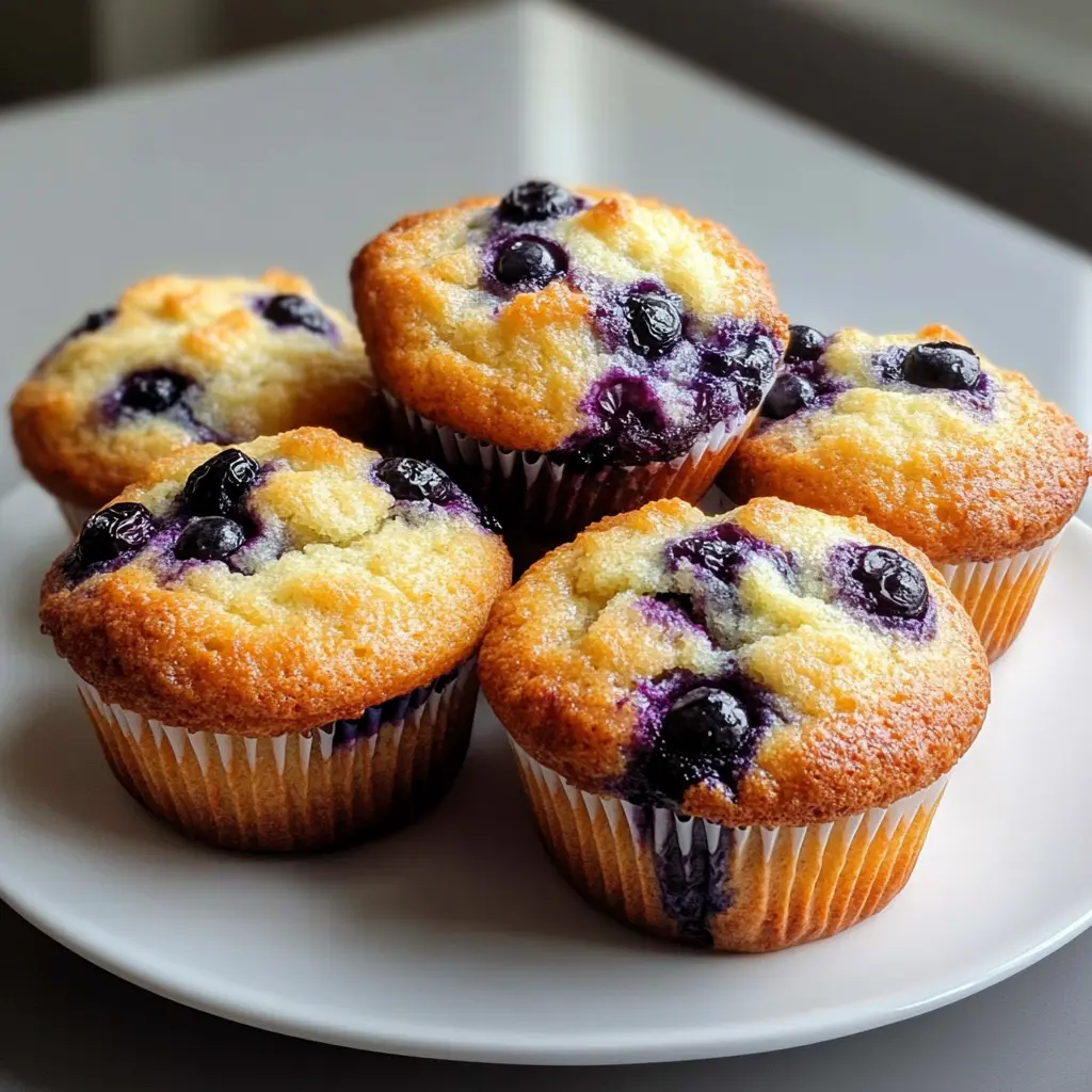 Briose Airfryer: Desertul Rapid Care Îți Va Schimba Diminețile 7 Brioșe cu afine pe farfurie albă în lumină naturală