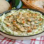 Salată de dovlecei copți cu iaurt și topping crocant de migdale