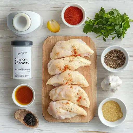 Ingrediente pentru piept de pui la airfryer – carne proaspătă și condimente aromate