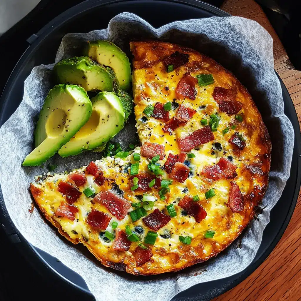 Quiche fără crustă la airfryer cu felii de avocado alături