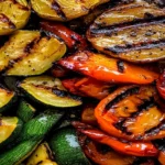 Servire de legume la airfryer cu condimente aromate și zeamă de lămâie.