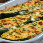 Rețete cu dovlecei cu brânză la cuptor – servire finală, caldă și cremoasă