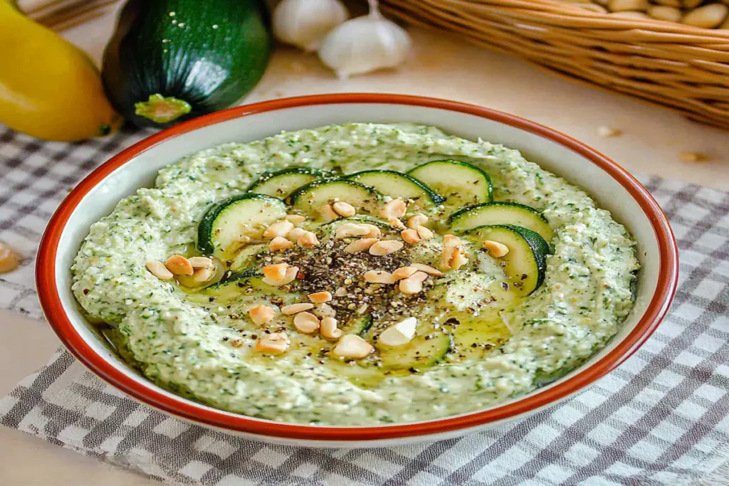 Salată de dovlecei copți cu iaurt grecesc, ulei de măsline și alune