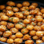 Cum faci năut crispy la airfryer – rețetă rapidă și uimitor de gustoasă 6 Năut crispy la airfryer fotografiat de sus, proaspăt scos din coș.