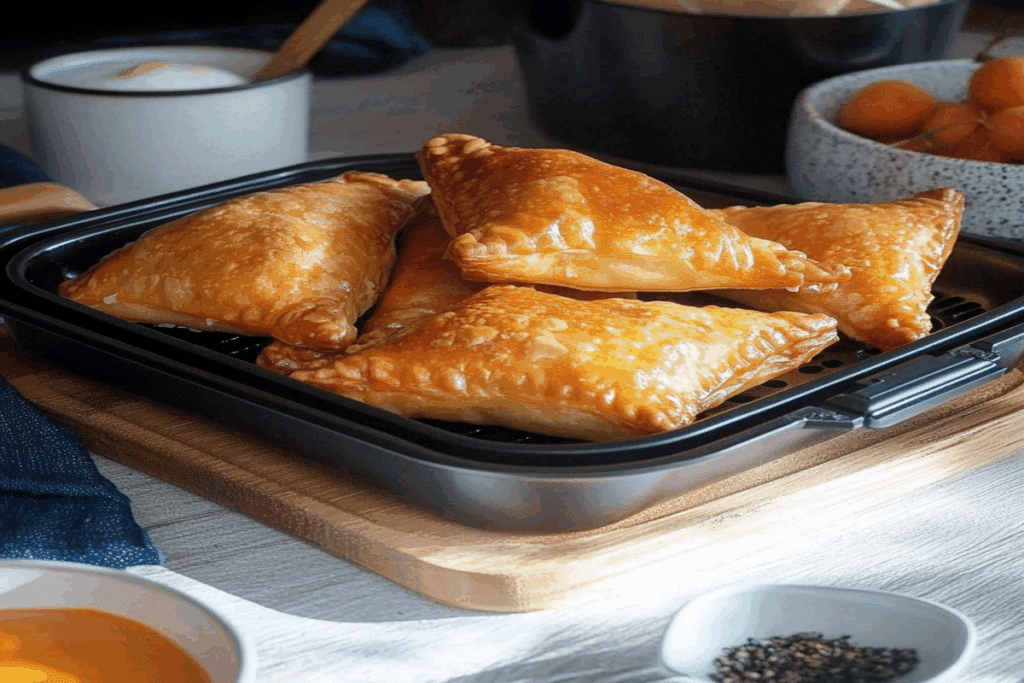 Plăcintă cu dovleac la Airfryer prezentate pe o tavă elegantă