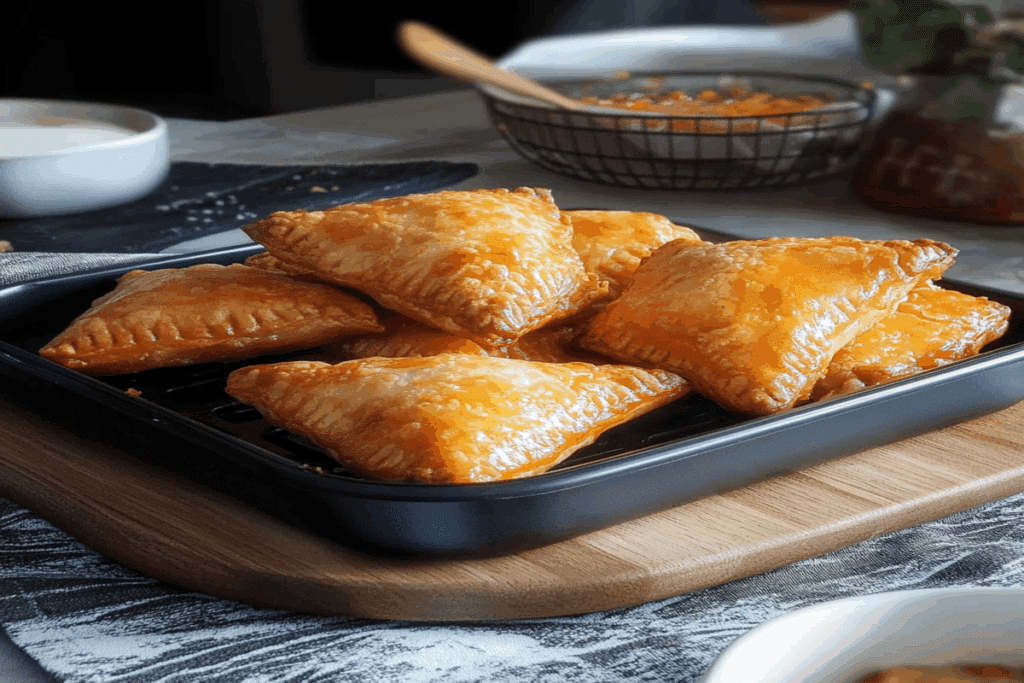 Plăcintă cu dovleac la Airfryer, aurii și crocante pe un grătar negru