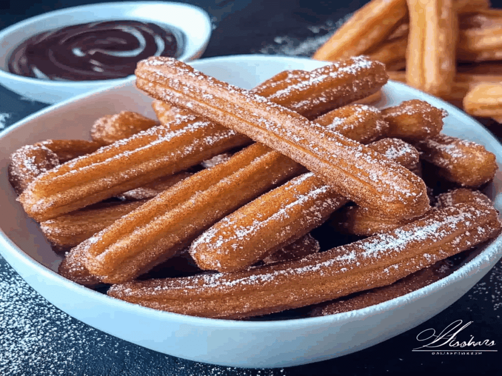 Rețetă churros de post cu zahăr și sos de ciocolată dens.