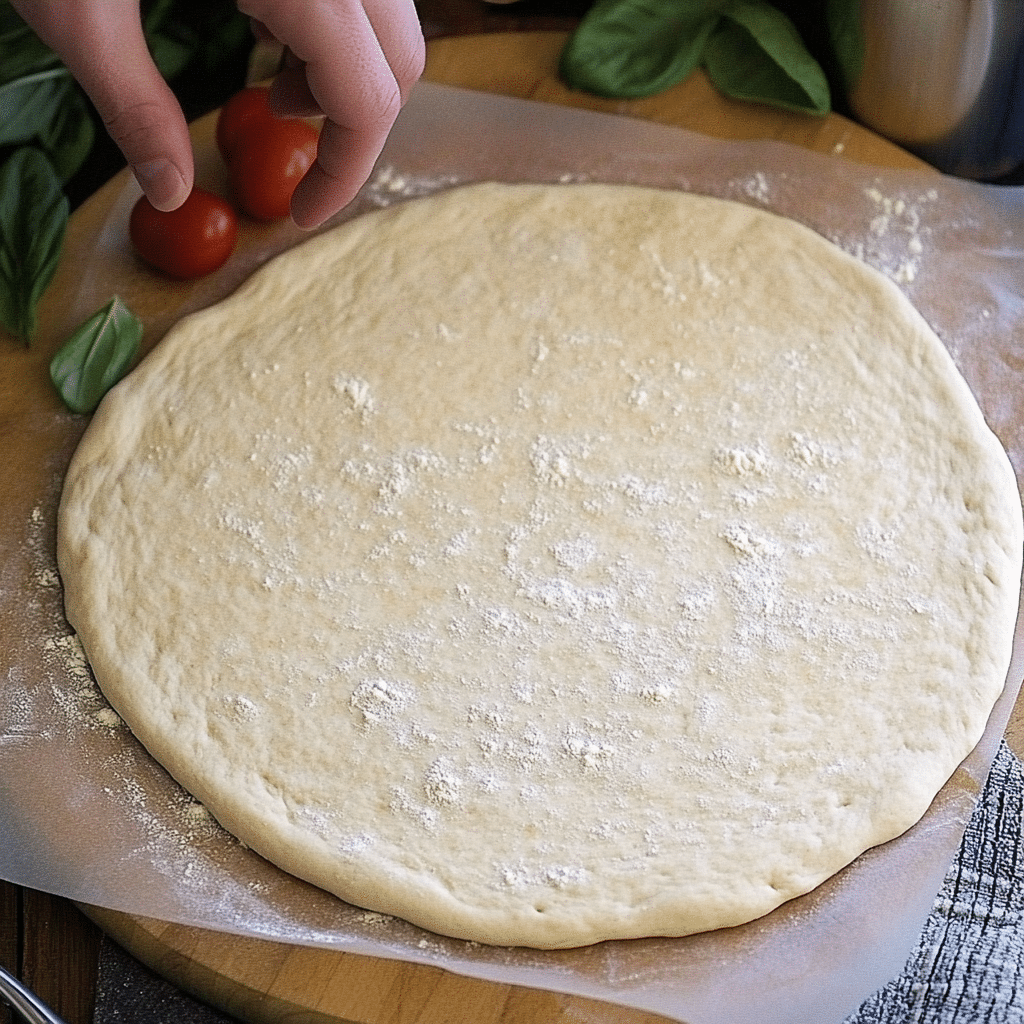 Blat de pizza – cum obții textura potrivită fără eșecuri 6 blat de pizza din aluat dospit, pregatit pentru coacere