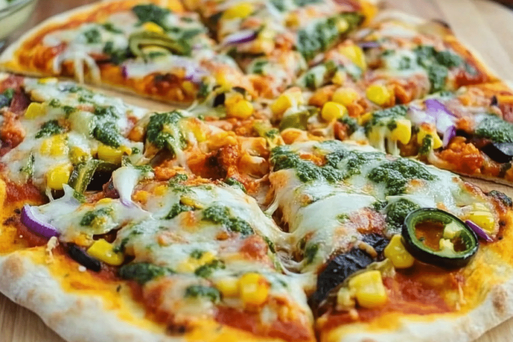 Pizza vegetariana reteta – cea mai practică variantă pentru acasă 9 Pizza vegetariana reteta cu felie ridicata si branza intinsa