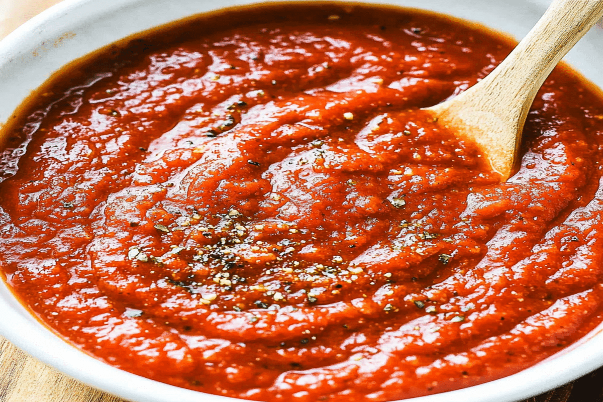Reteta sos pizza de casa – cea mai practică variantă pentru acasă 5 reteta sos pizza de casa servit in bol, cu suprafata neteda si condimente