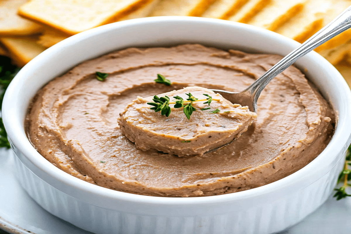 Pate de ficat de pui cremos: rețeta delicioasă și rapidă de casă 5 Pate de ficat de pui cu textura rustica si bucati, servit in bol cu paine prajita