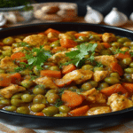 Mazare cu piept de pui servita cremos, cu morcovi si sos bogat