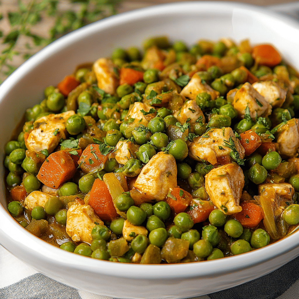 Mazare cu piept de pui in tigaie, cu sos consistent si verdeata